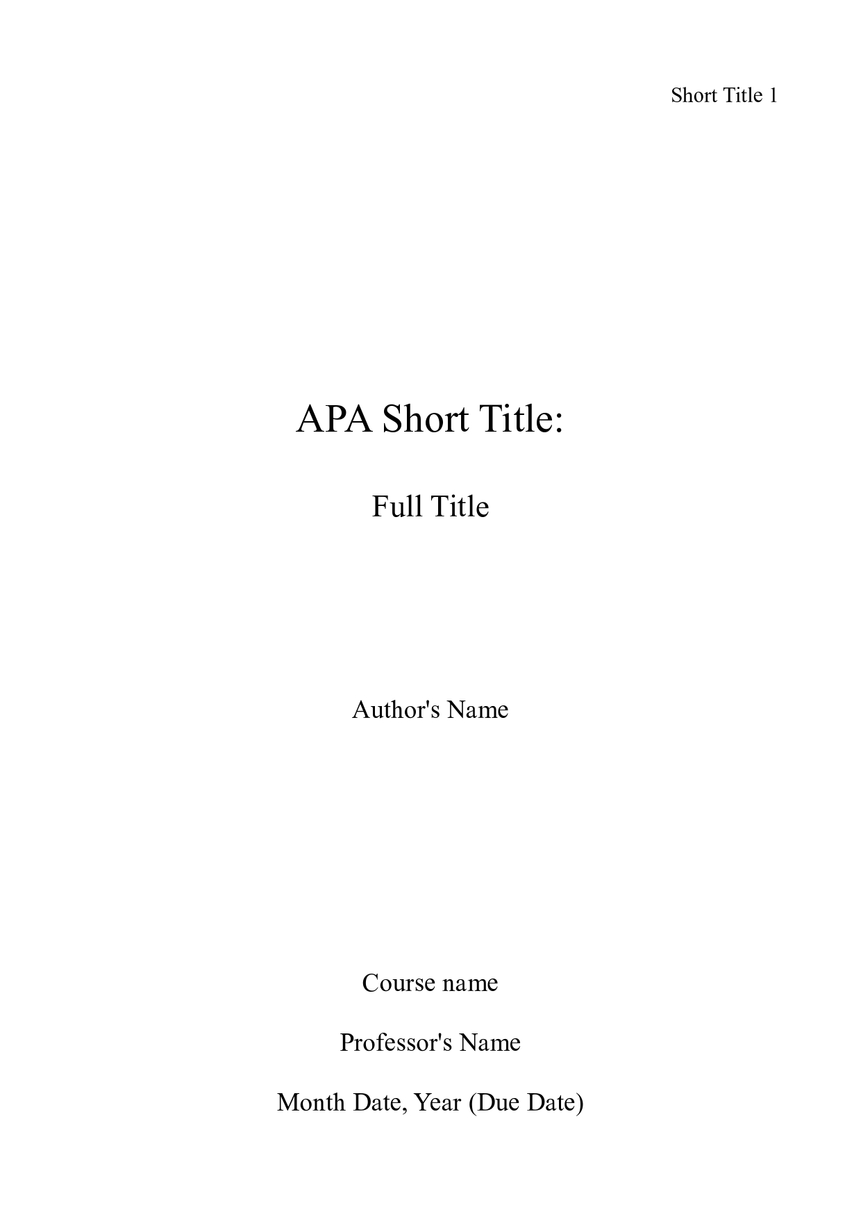 Dissertation Proposal Cover Sheet APA Title Page