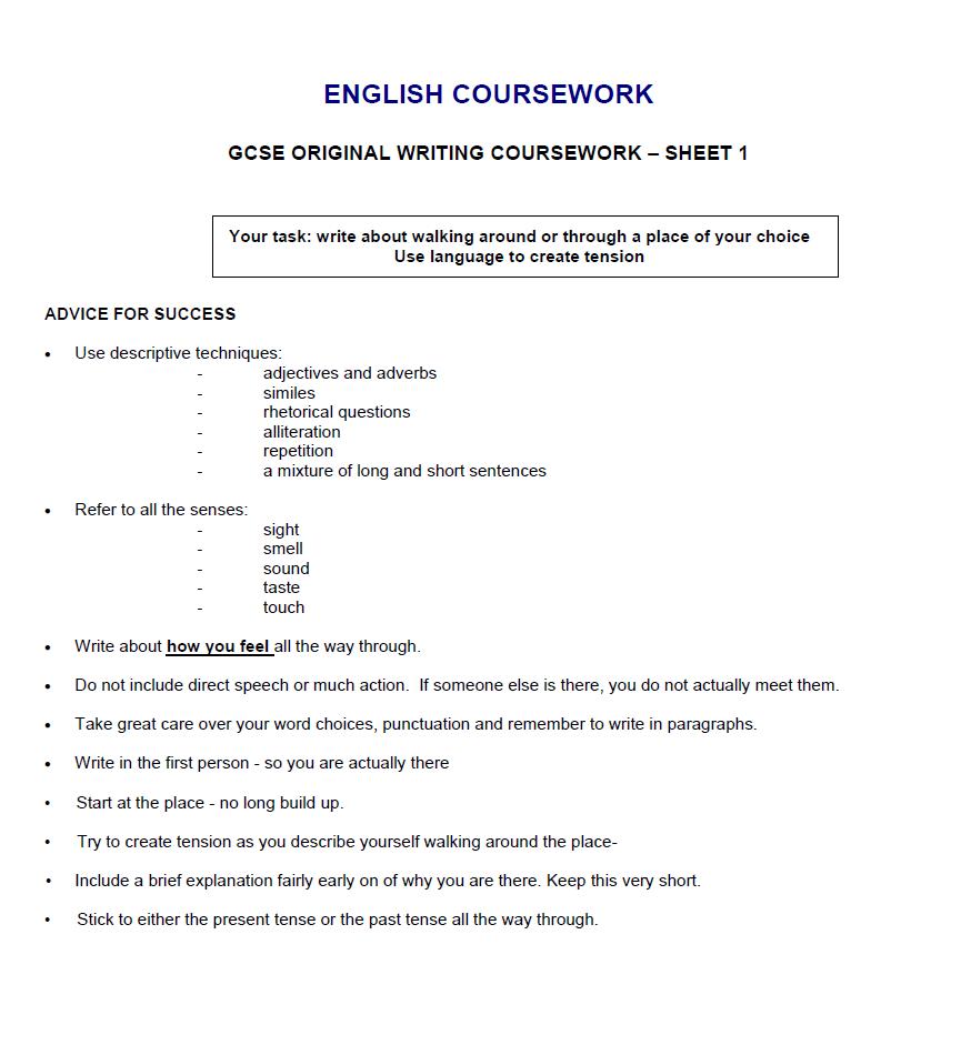 English Coursework A Level Examples