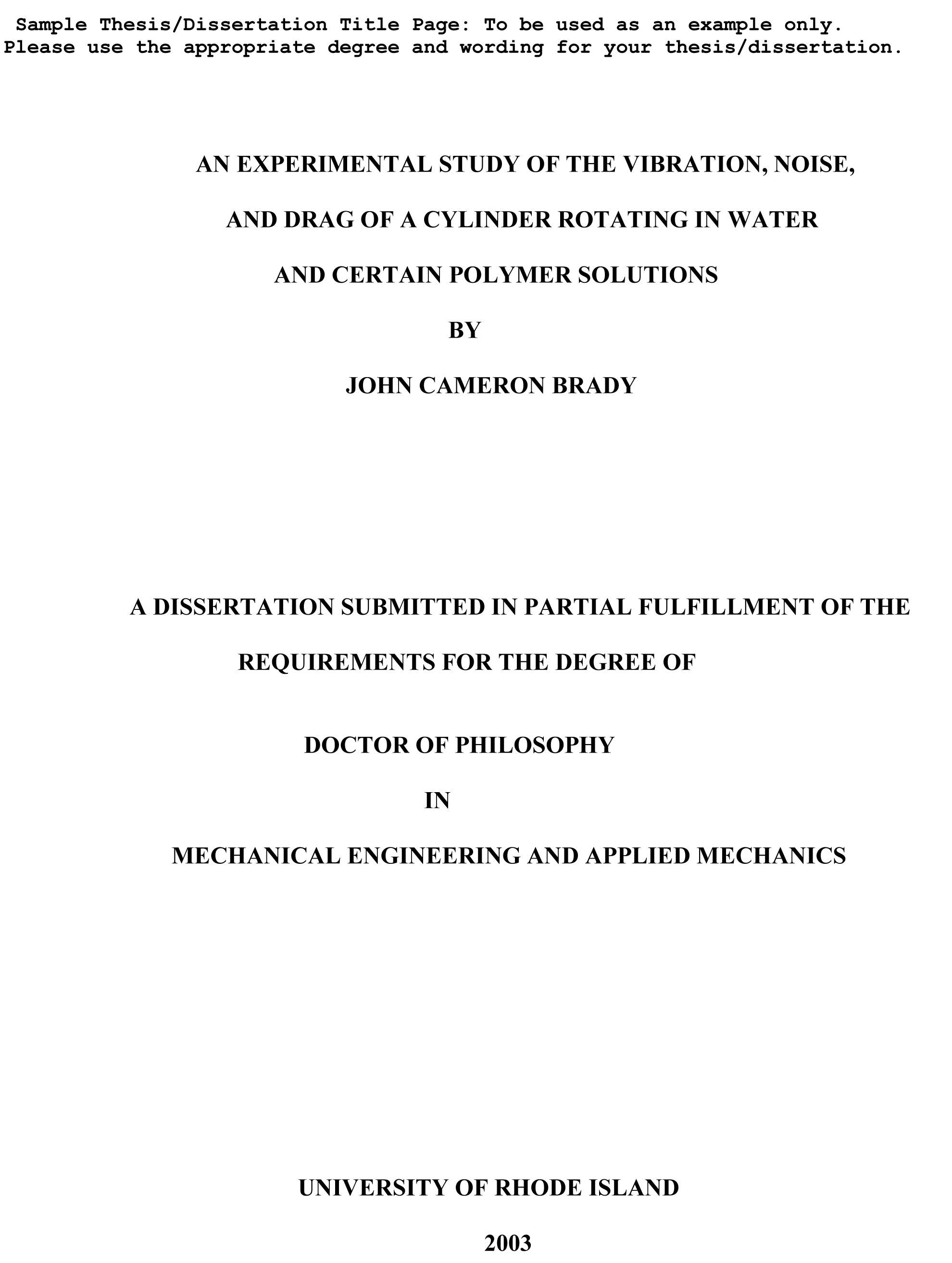 Dissertation thesis title